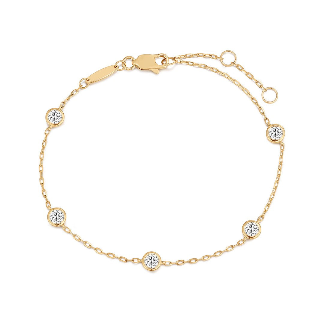 Bezel-Set Lab-Grown Diamond Station Bracelet