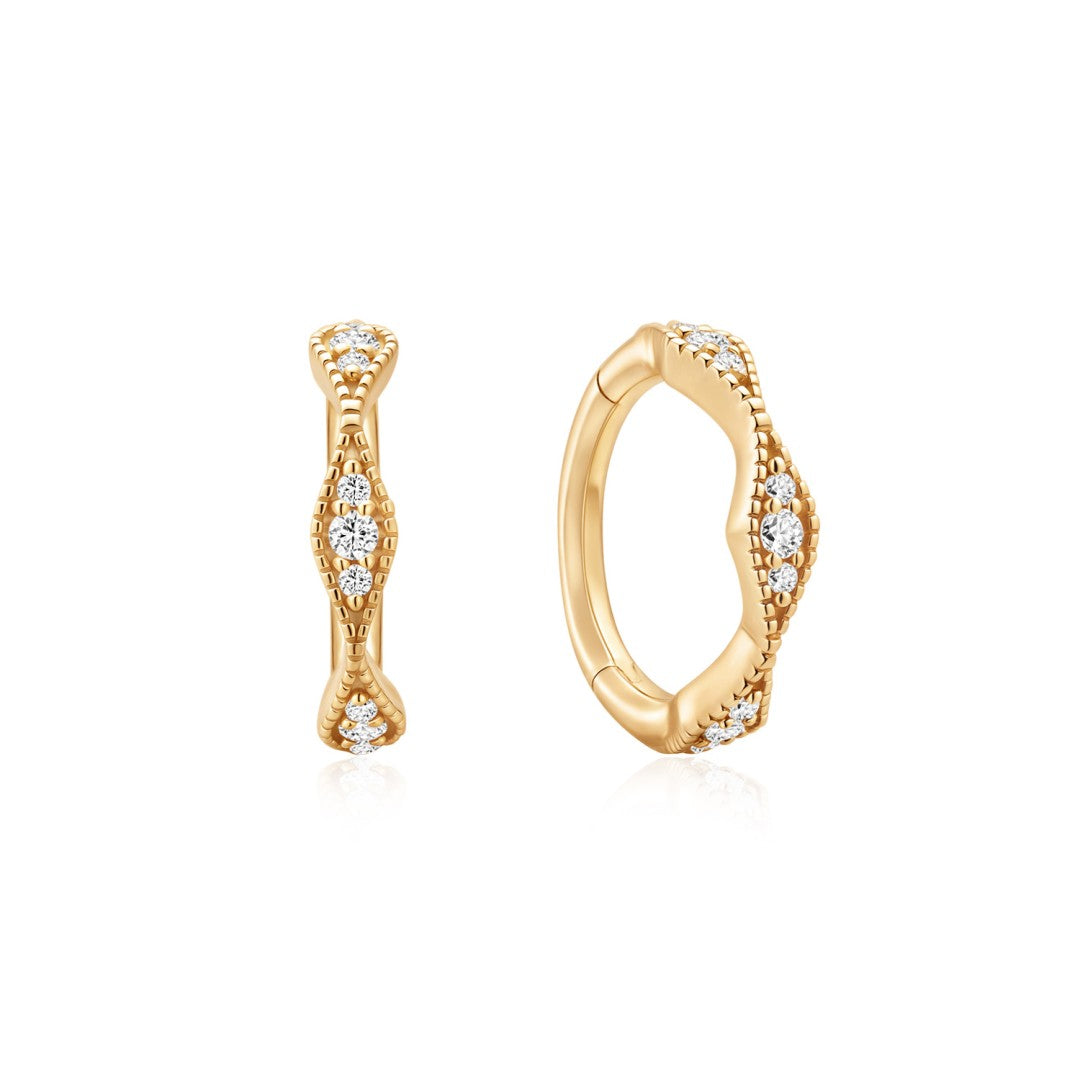 Textured Diamond Huggie Earrings