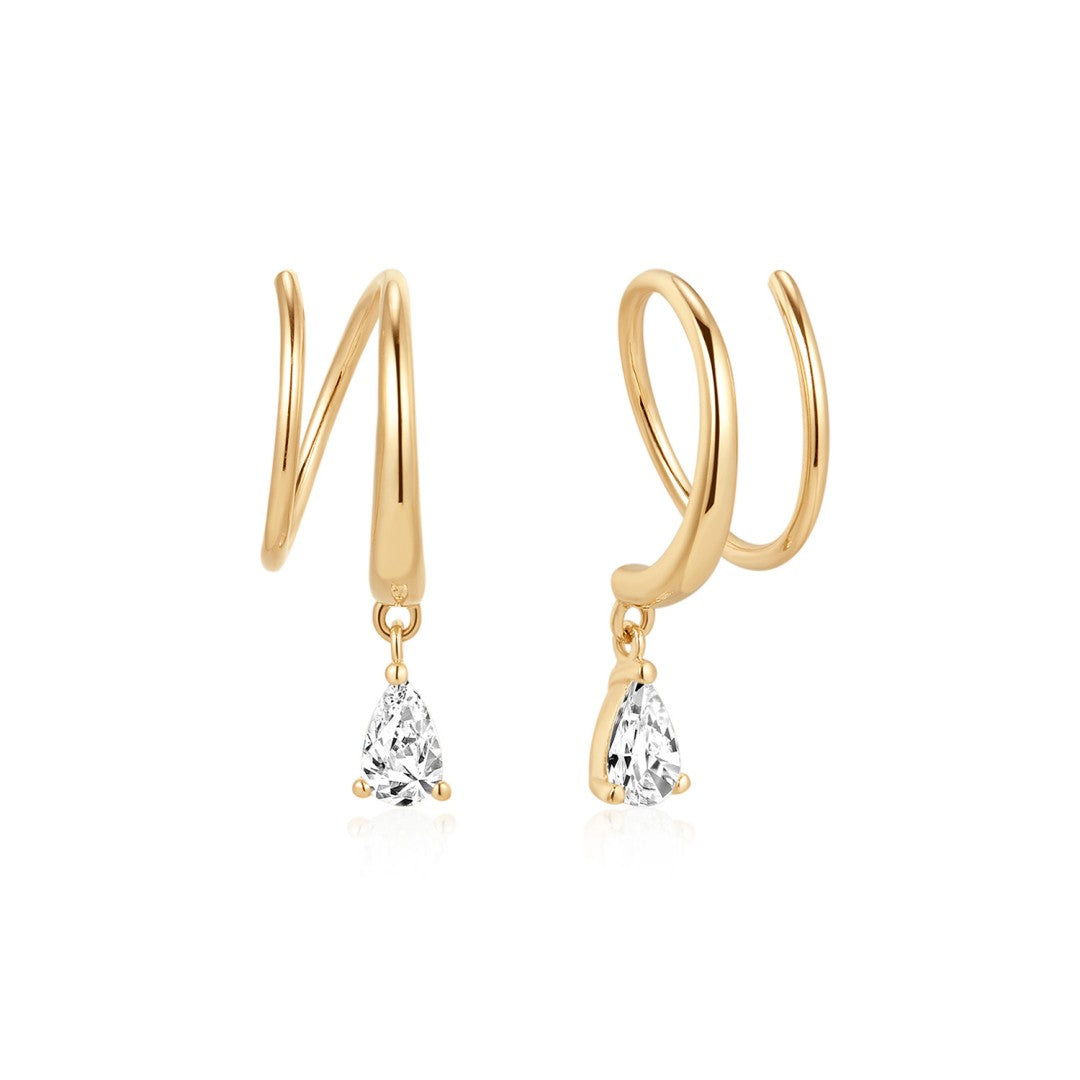 Pear-Cut Lab-Grown Diamond Huggie Hoop Earrings