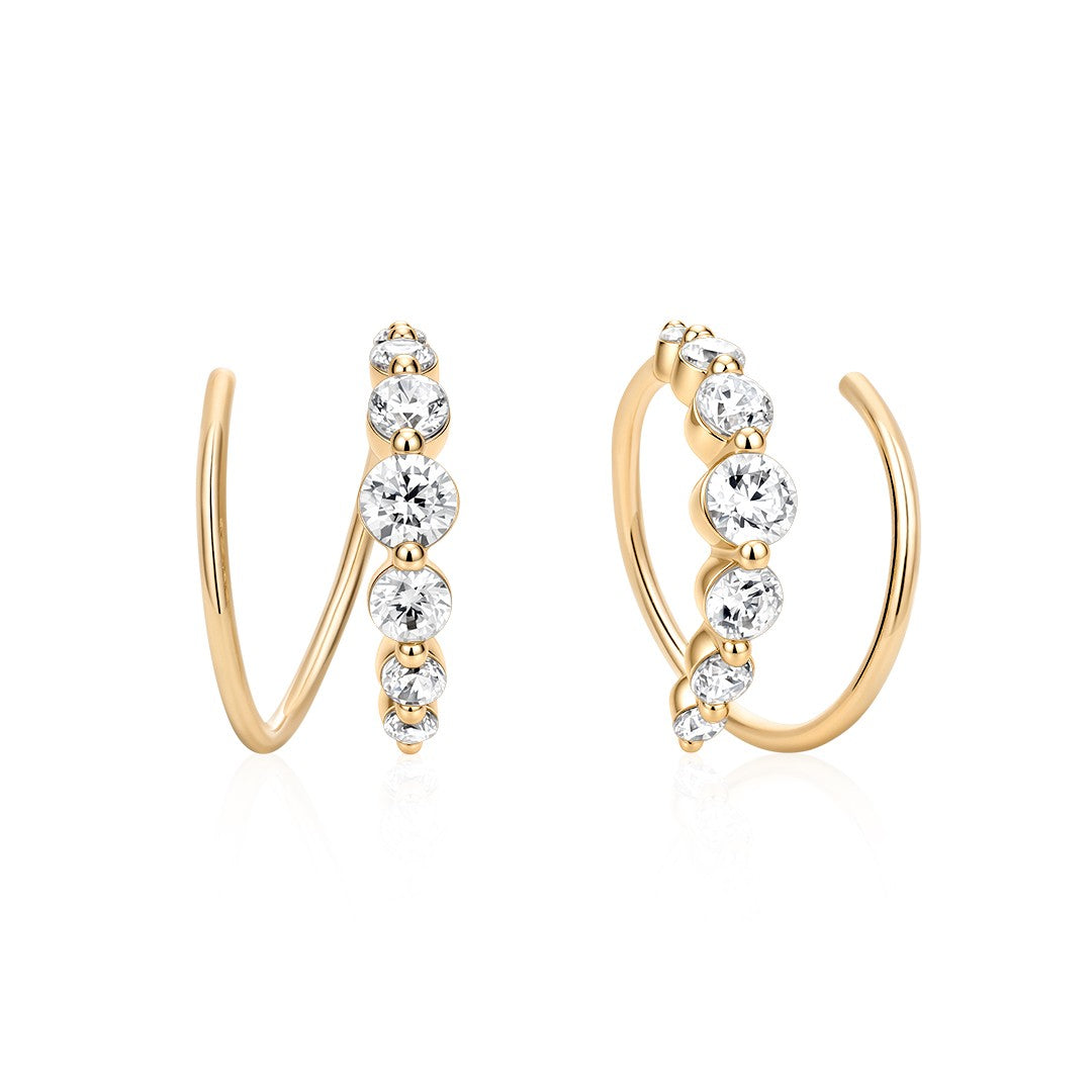 Lab-Grown Diamond Double Hoop Graduated Earrings