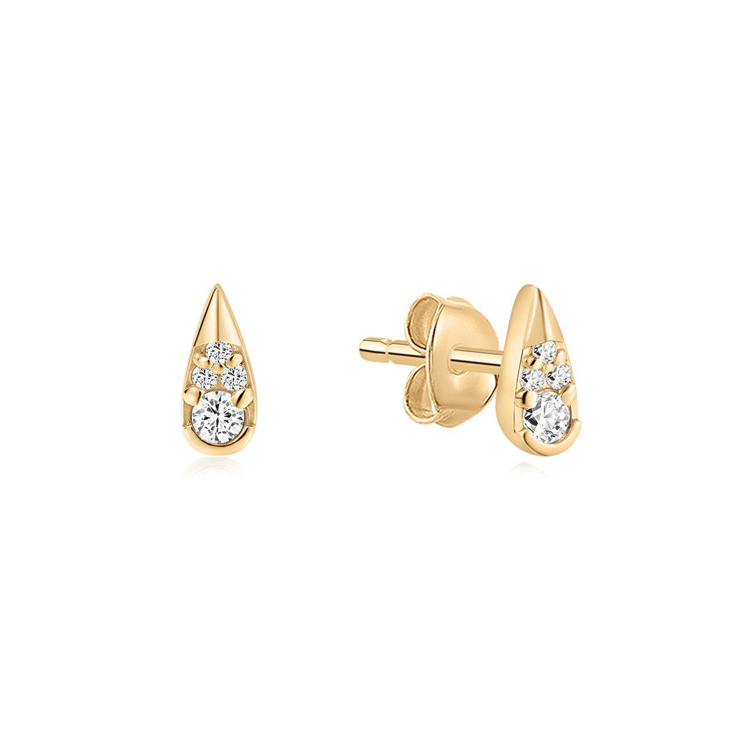 Natural Diamond Teardrop Cluster Stud