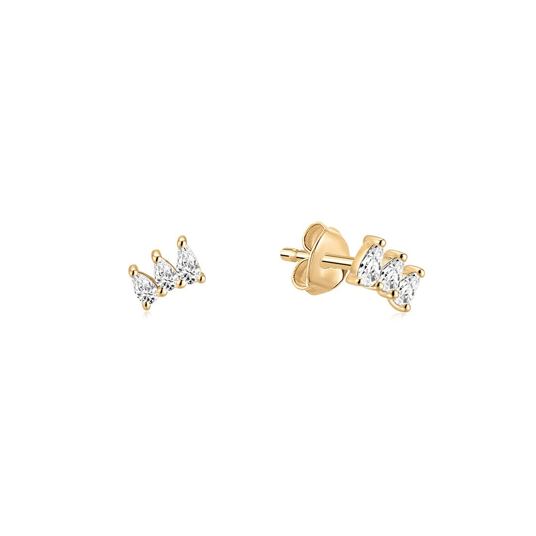 Lab-Grown Diamond Triple Pear Cluster Stud