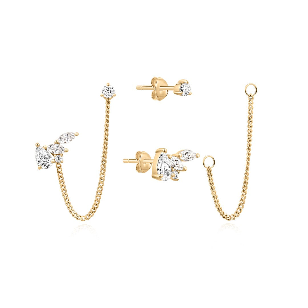 Fancy Cut Lab-Grown Diamond Double Piercing Earrings