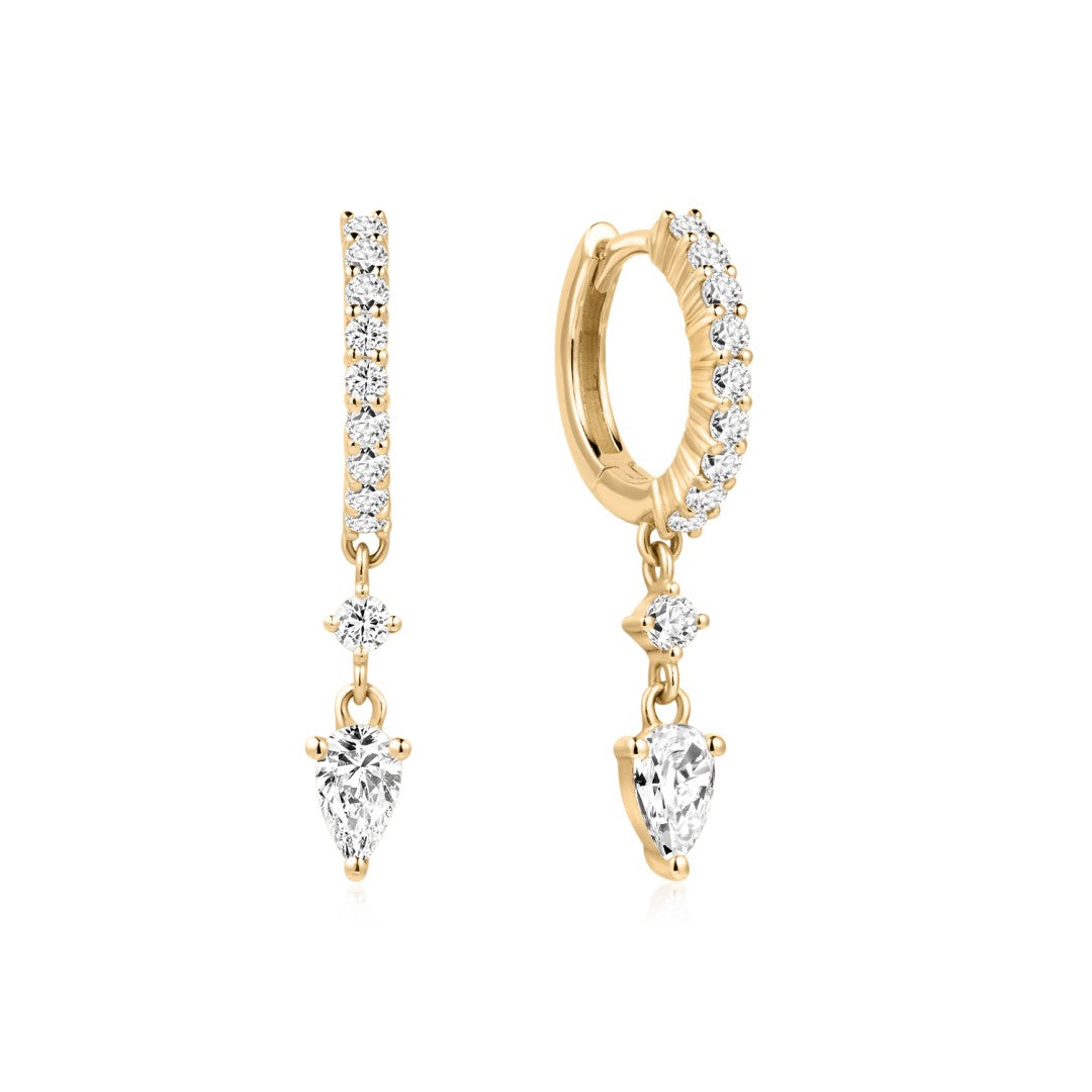 Pear Drop Lab-Grown Diamond Huggie Earrings