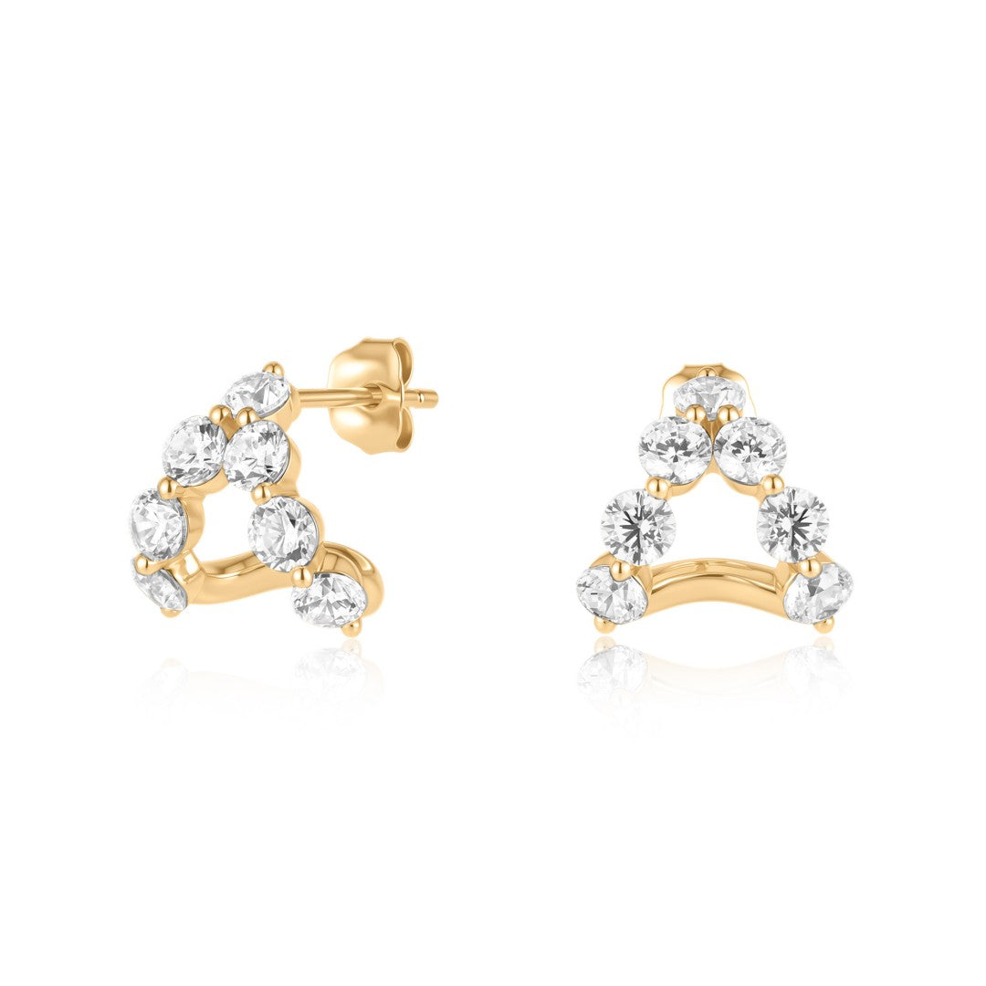 Lab-Grown Diamond Triple-Cluster Arc Huggie Earrings