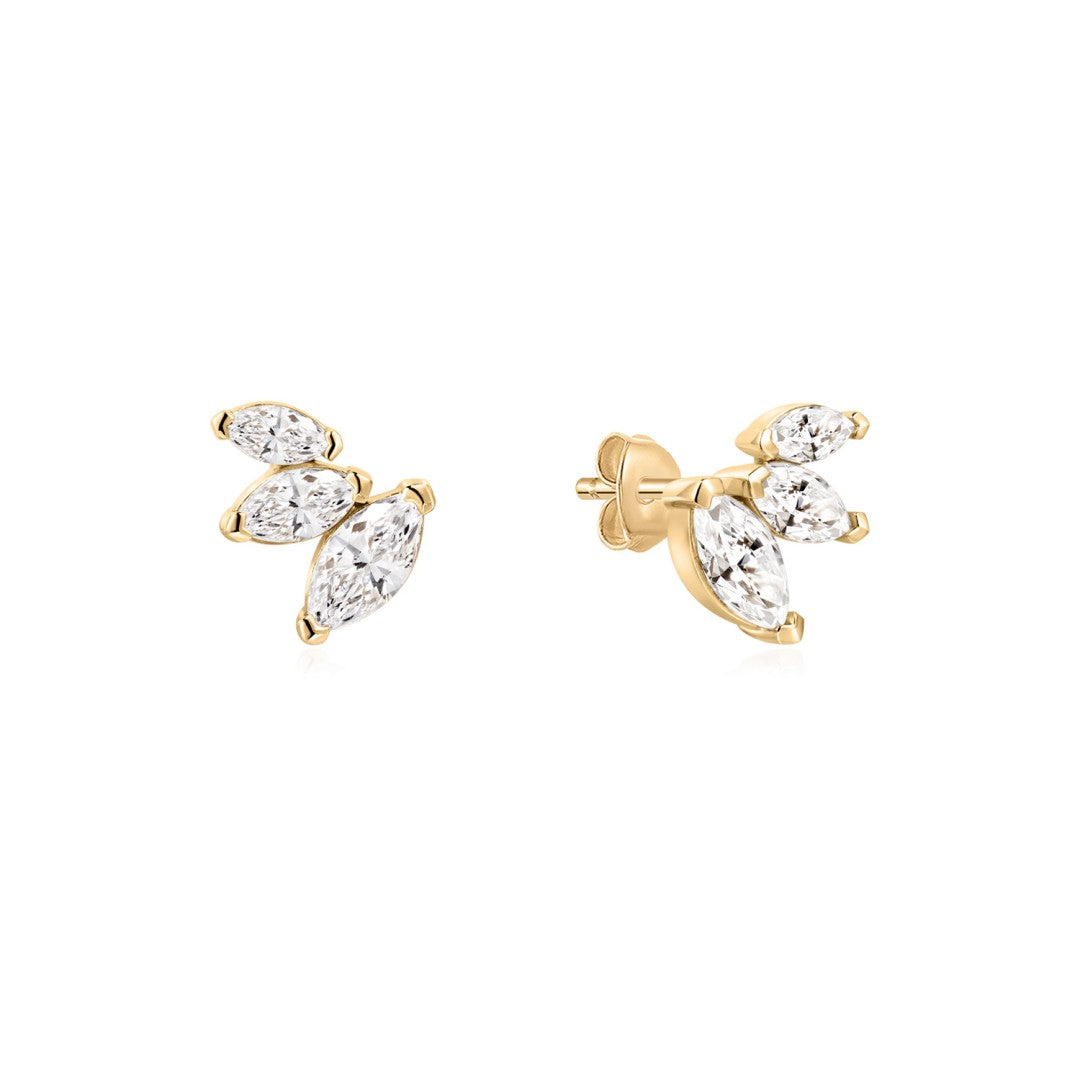 Lab-Grown Diamond Triple Marquise Cluster Stud
