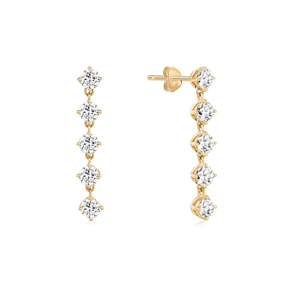 Lab-Grown Diamond Round Cascade Drop Earrings