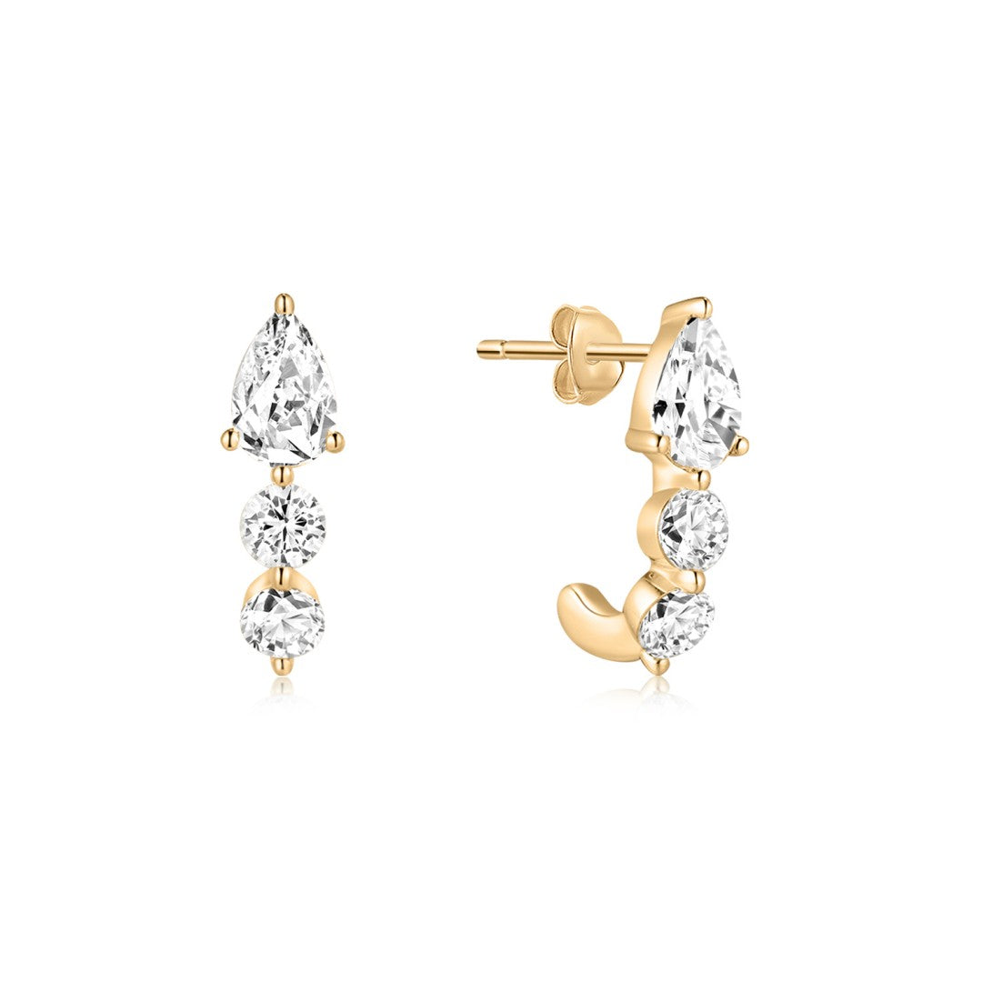 Pear & Round Lab-Grown Diamond Huggie Earrings