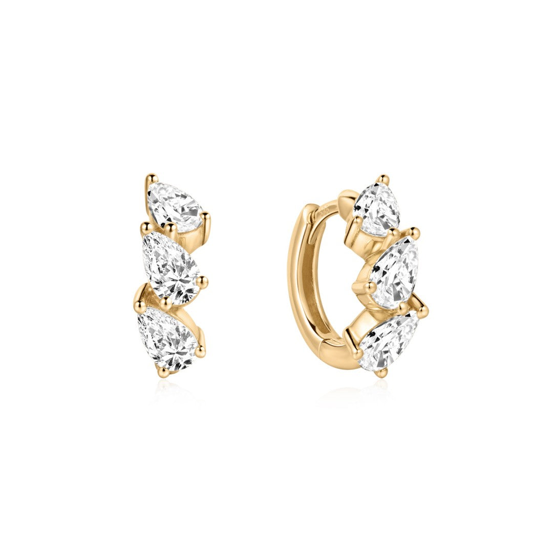 Lab-Grown Diamond Pear-Cut Cluster Huggie Earrings