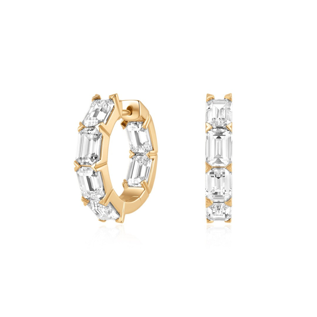 Radiant-cut Lab-Grown Diamond Huggie Earrings