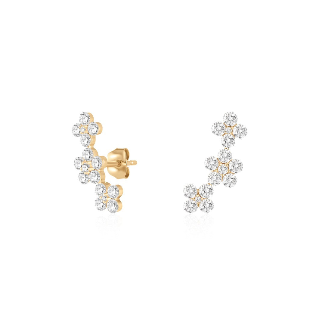 Lab Grown Diamond Flower Garland Stud Earring-invisible set