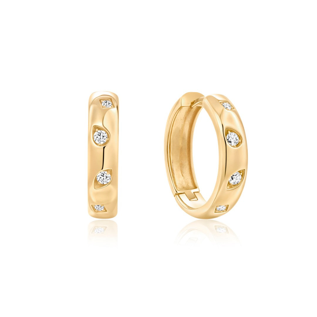 Recessed Prong-Set Lab-Grown Diamond Huggie Earrings