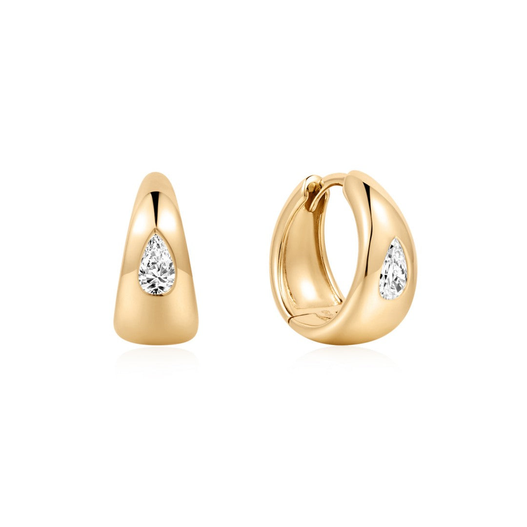 Lab-Grown Pear Diamond Huggie Earrings