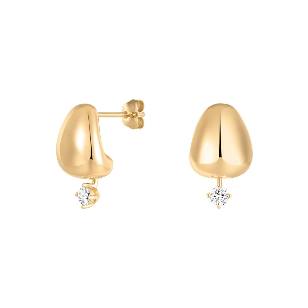 Puff Drop Stud Earrings with 3mm Lab-Grown Diamonds