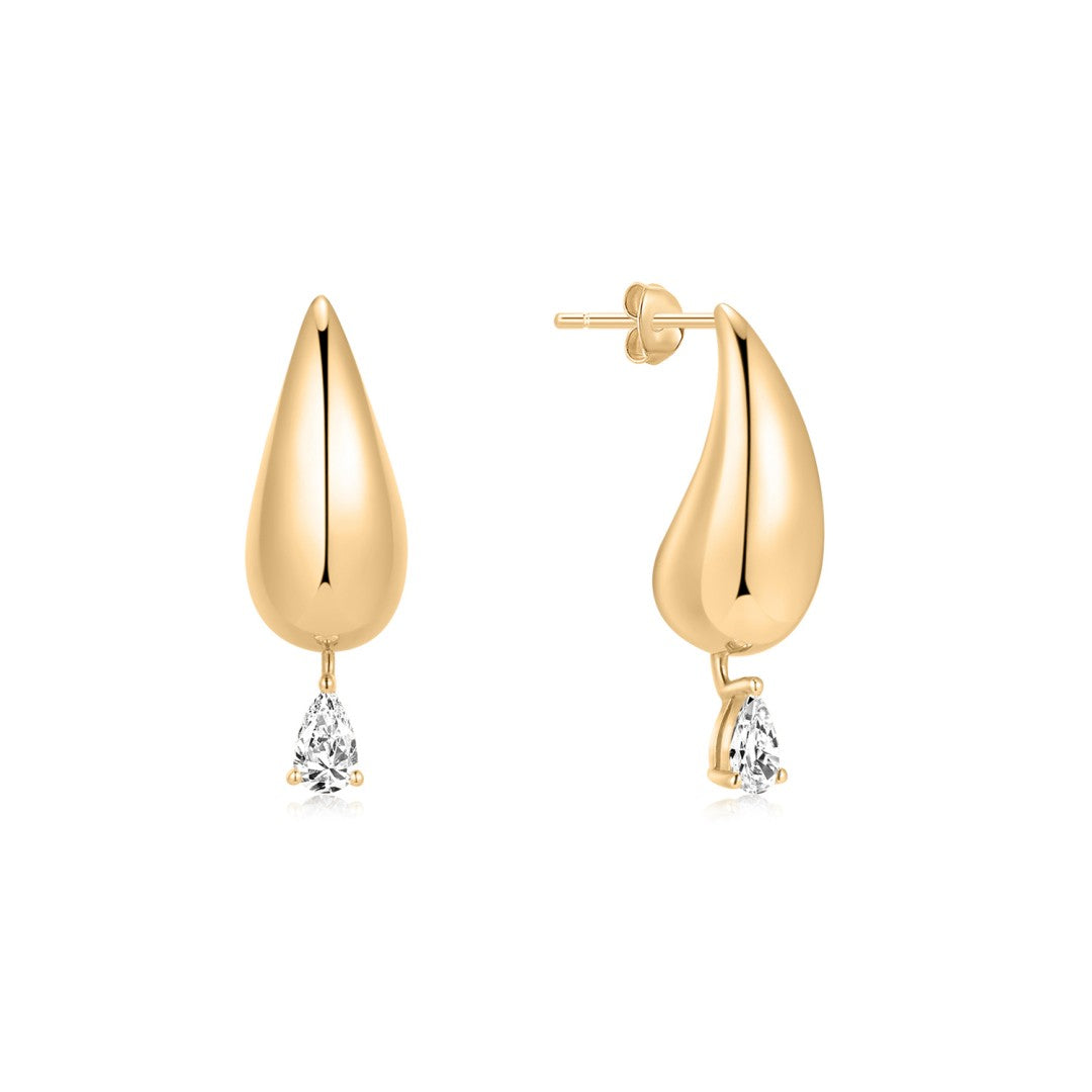 Pear Drop Dome Lab-Grown Stud Earrings