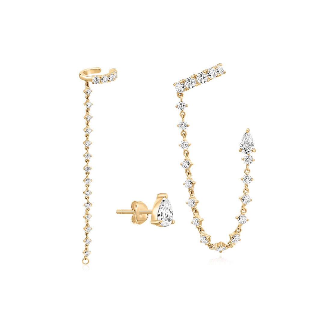 Lab-Grown Diamond Chain Jacket Earrings