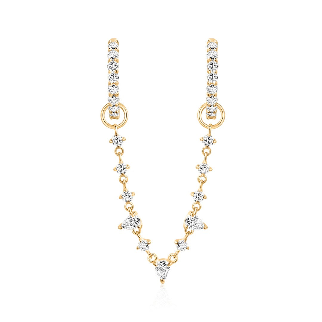 Lab-Grown Diamond Double-Chain V Drop Earrings