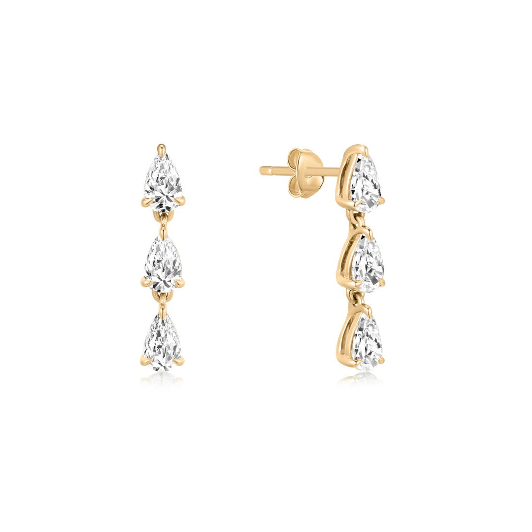Lab-Grown Diamond Triple Pear Drop Earrings