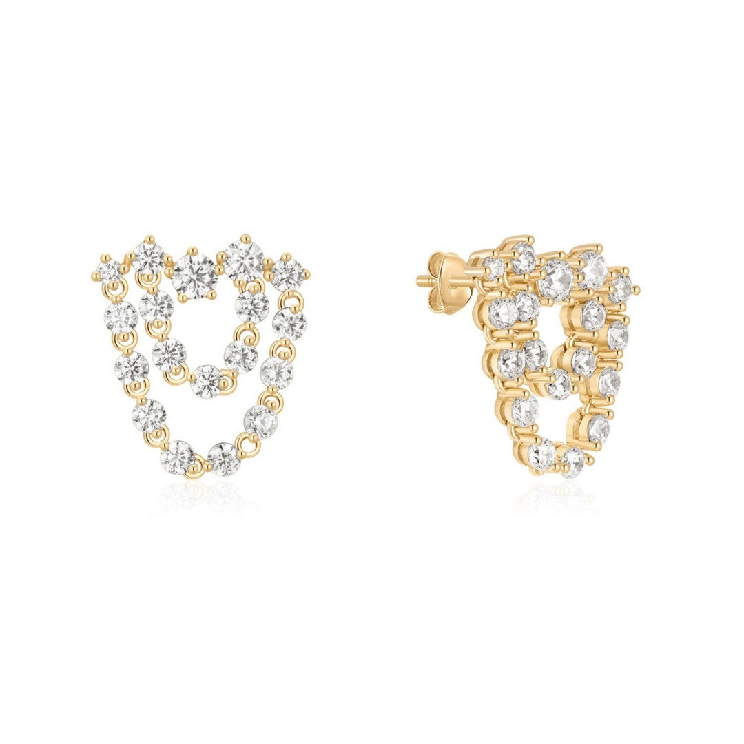 Draped Triple-Link Lab-Grown Diamond Earrings
