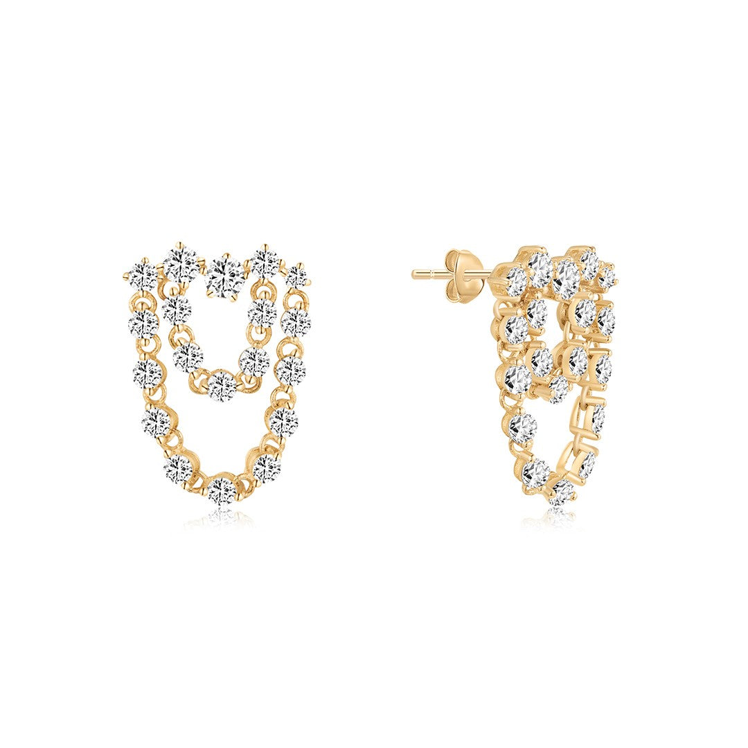 Round Lab-Grown Diamond Layered Drop Earrings