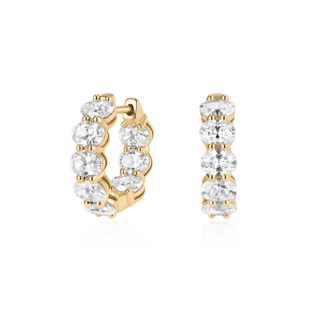 Lab-Grown Diamond Cluster Prong-Set Huggie Earrings