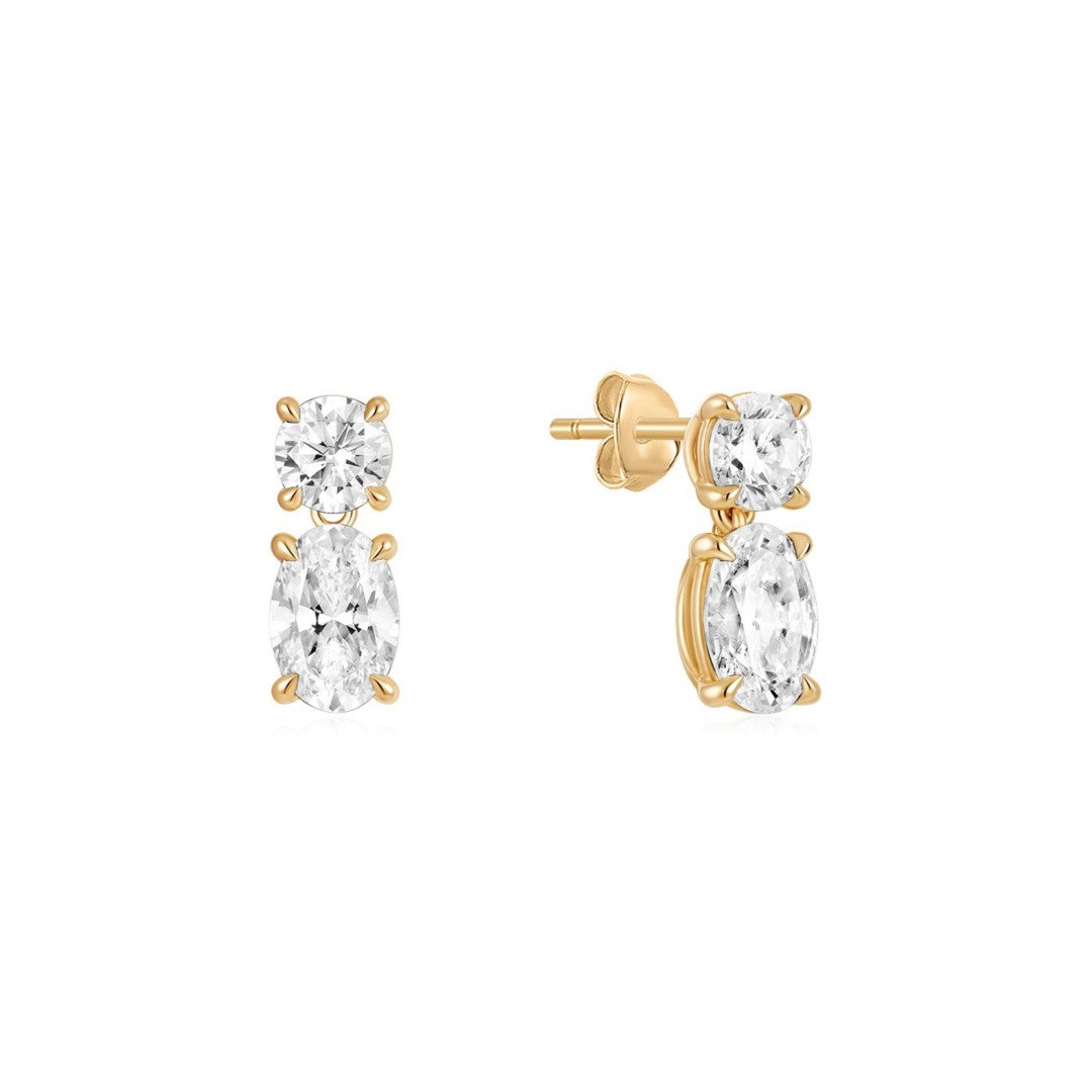 Lab-Grown Diamond Two-Stone Drop Stud Earrings