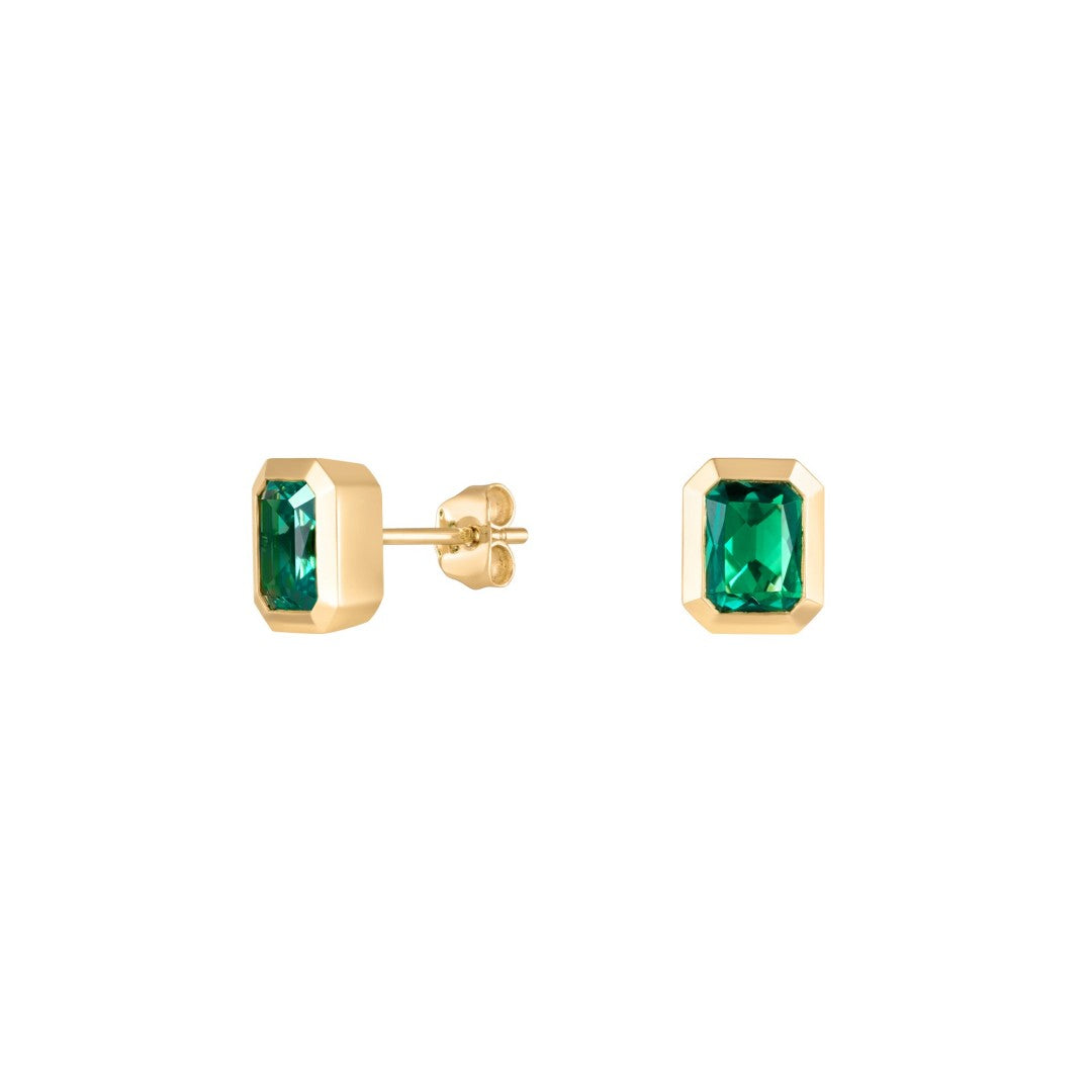 Lab-Grown Emerald Stud Earrings