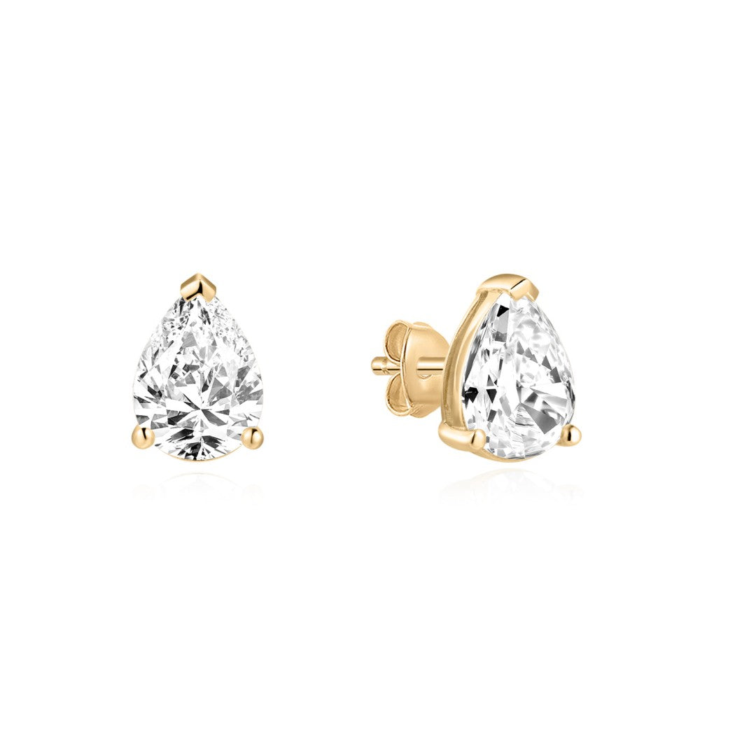 Modern V-Prong Pear Lab Diamond Studs