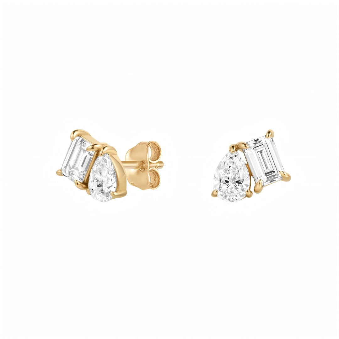 Emerald-Cut & Pear-Cut Lab-Grown Diamond Stud Earrings