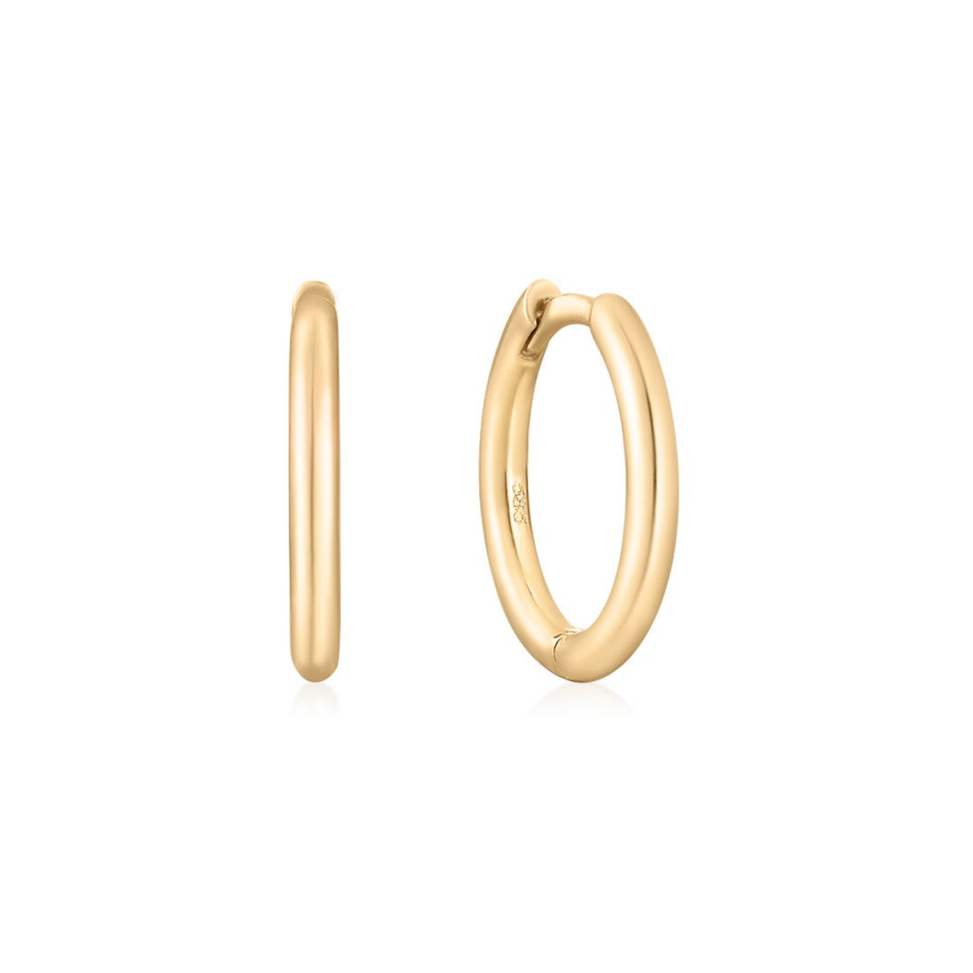 14K/18K Gold Classic Rounded Huggie Hoop