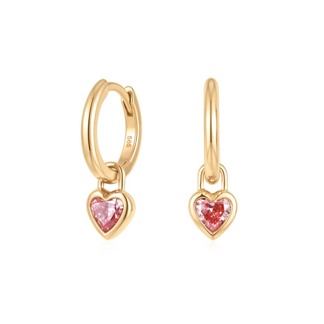 Padparadscha Heart Drop Earrings