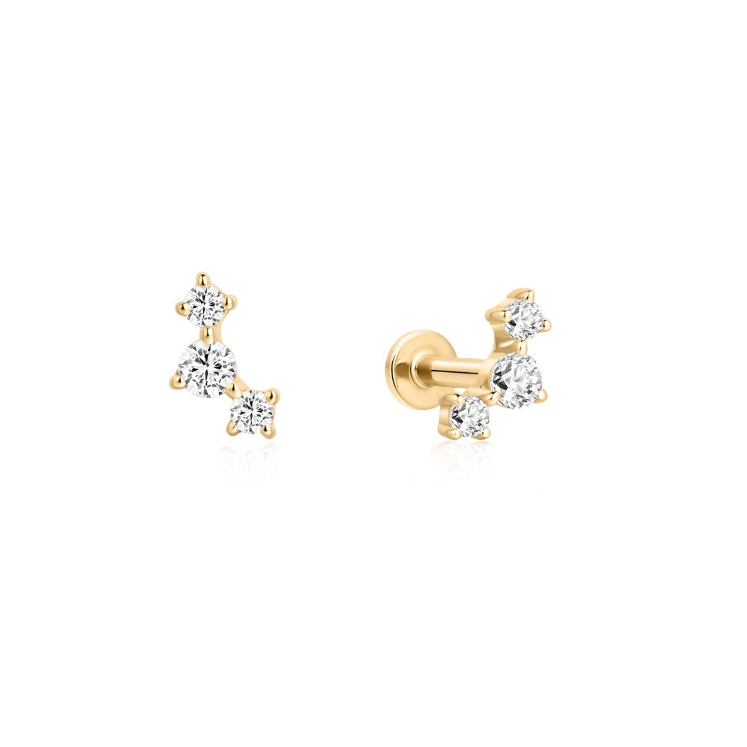 Lab-Grown Diamond Curved Triple Cluster Stud