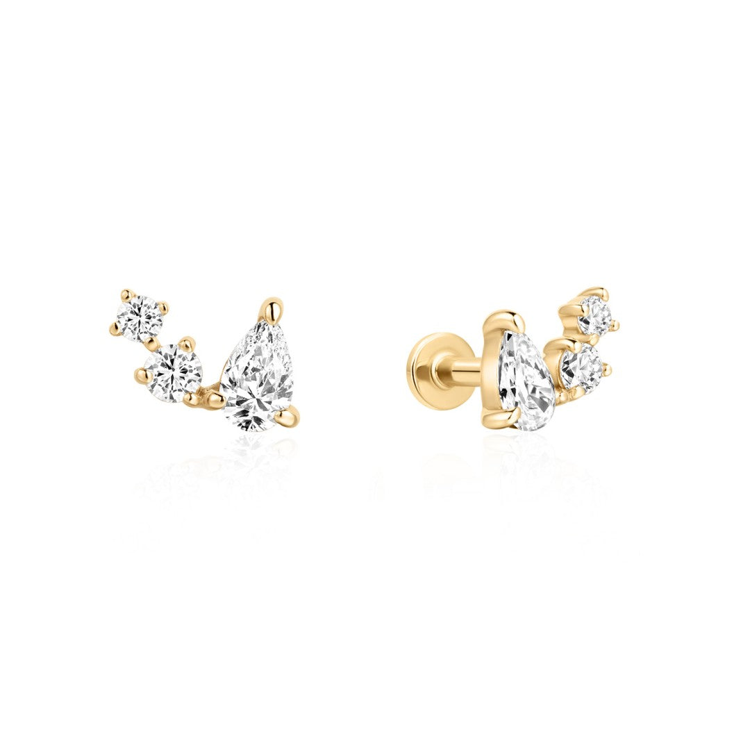 Lab-Grown Diamond Pear & Round Cluster Stud
