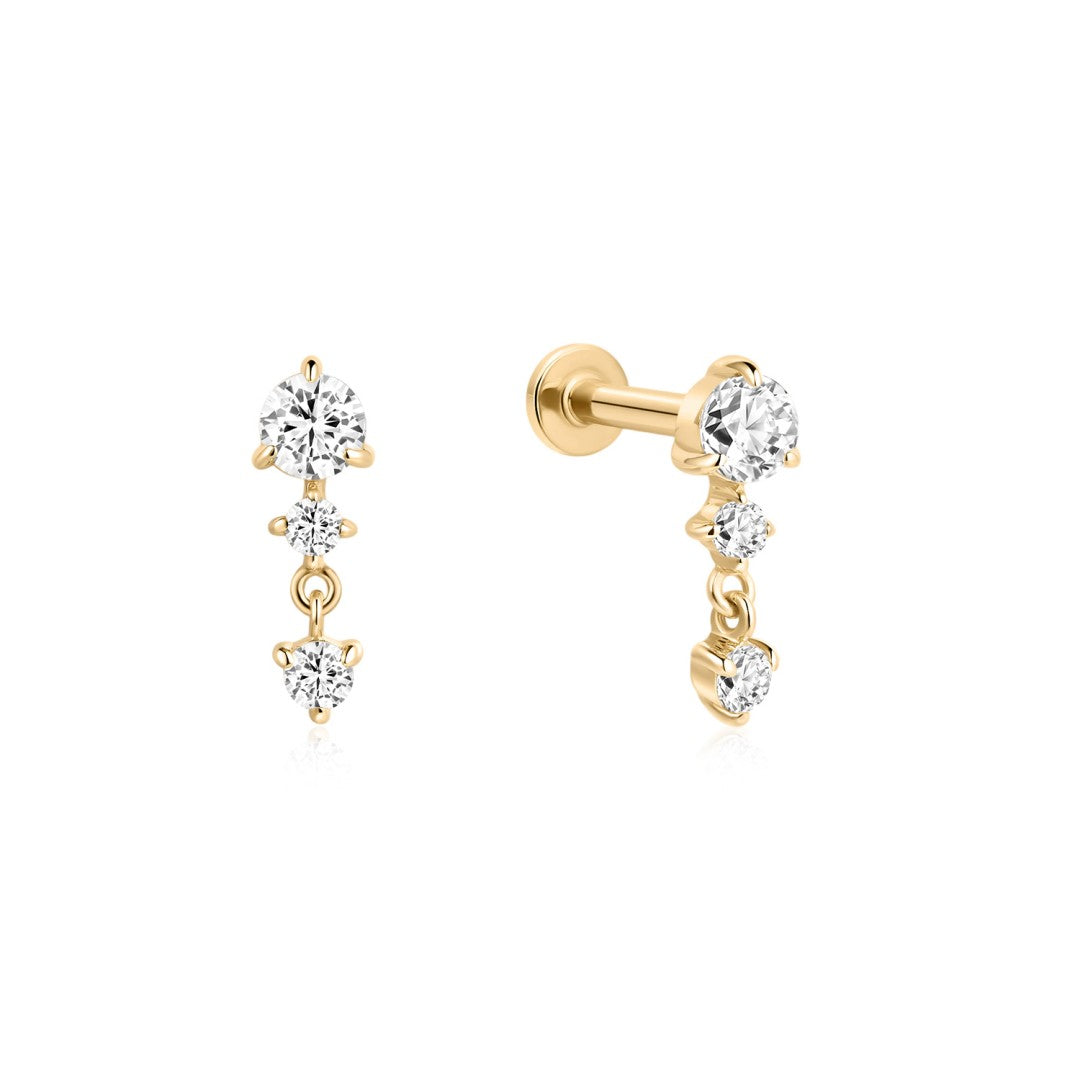 Lab-Grown Diamond Cascading Triple-Drop Stud