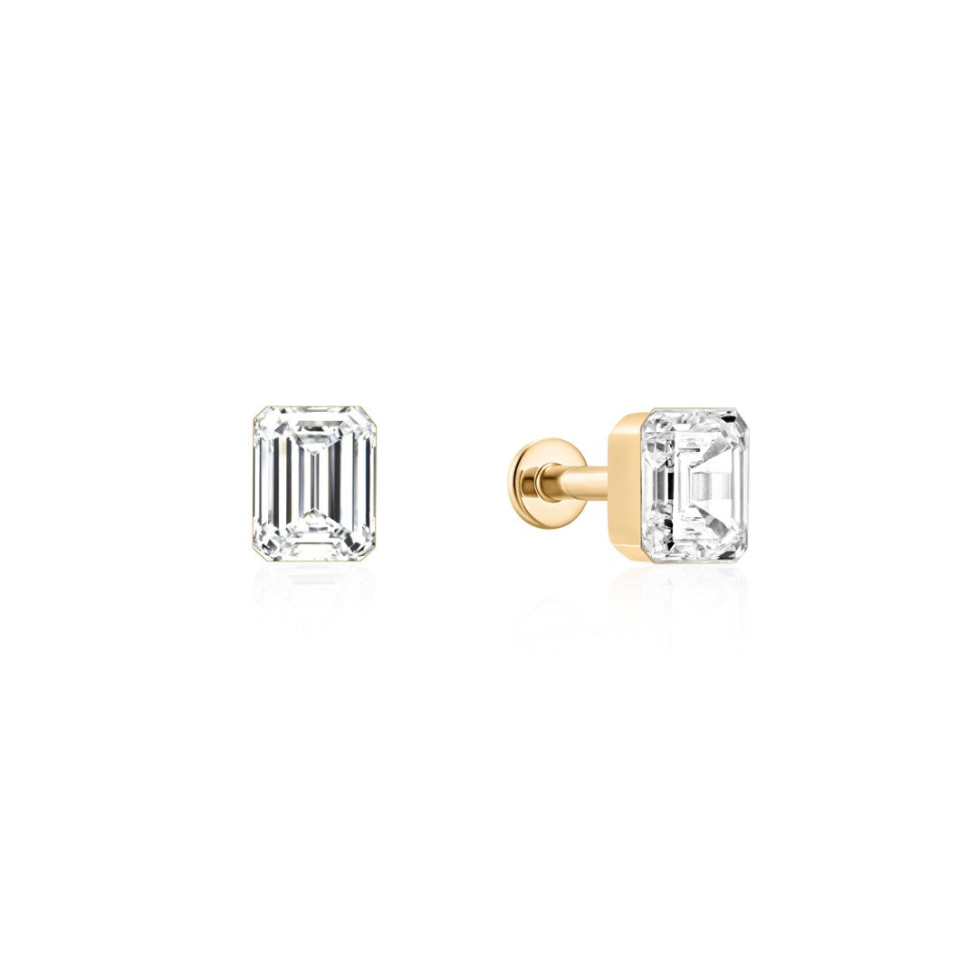 Invisible-set  Emerald Lab-Grown Diamond Studs