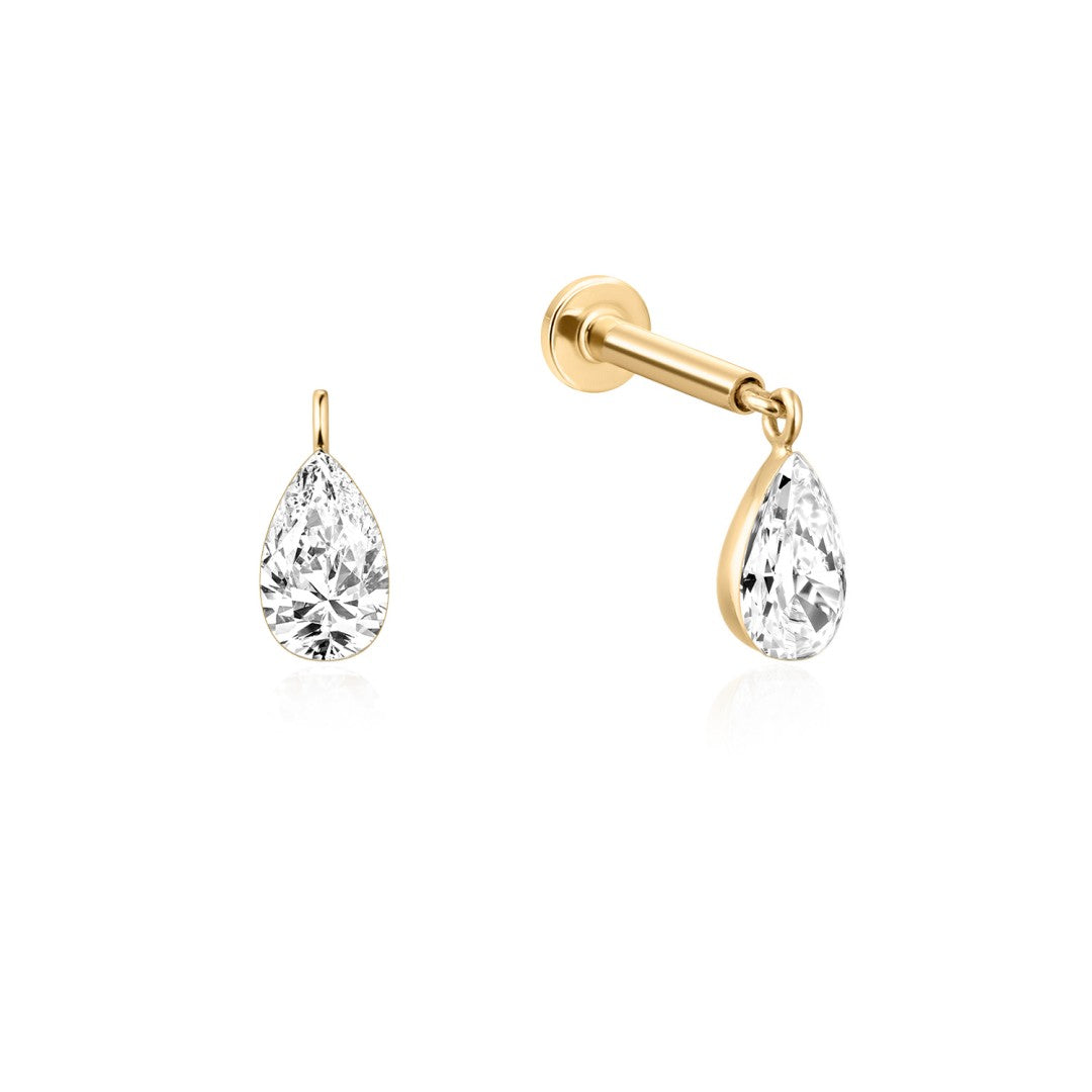 Pear Lab-Grown Diamond Flat Back Piercing Stud