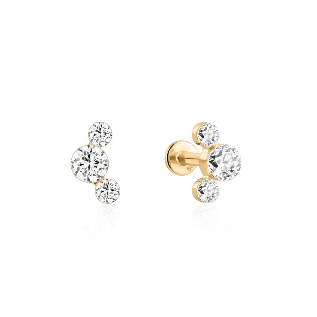Triple Round Invisible-Set Lab-Grown Diamond Studs