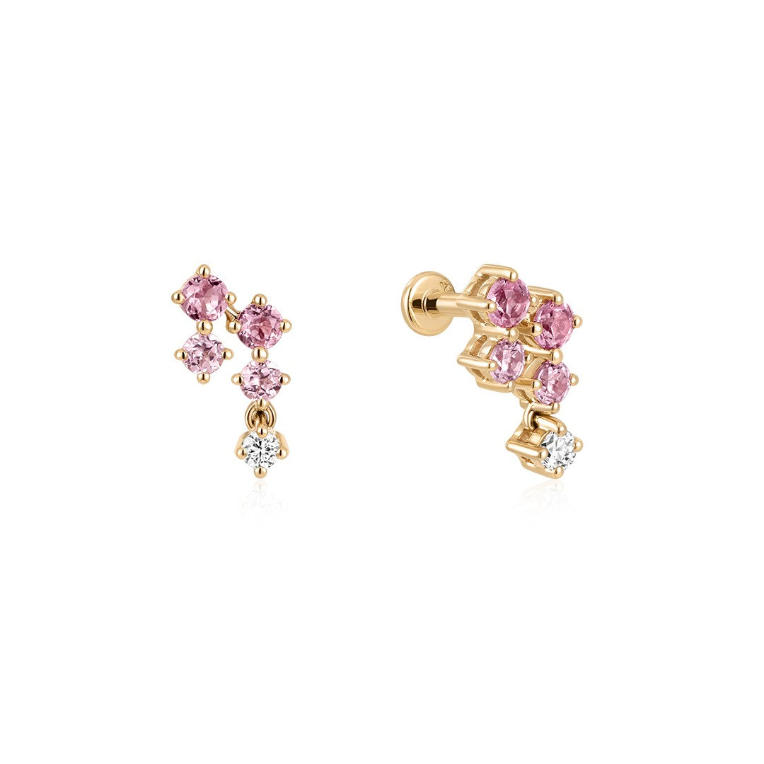 Lab-Grown Padparadscha Sapphire Cluster Piercings