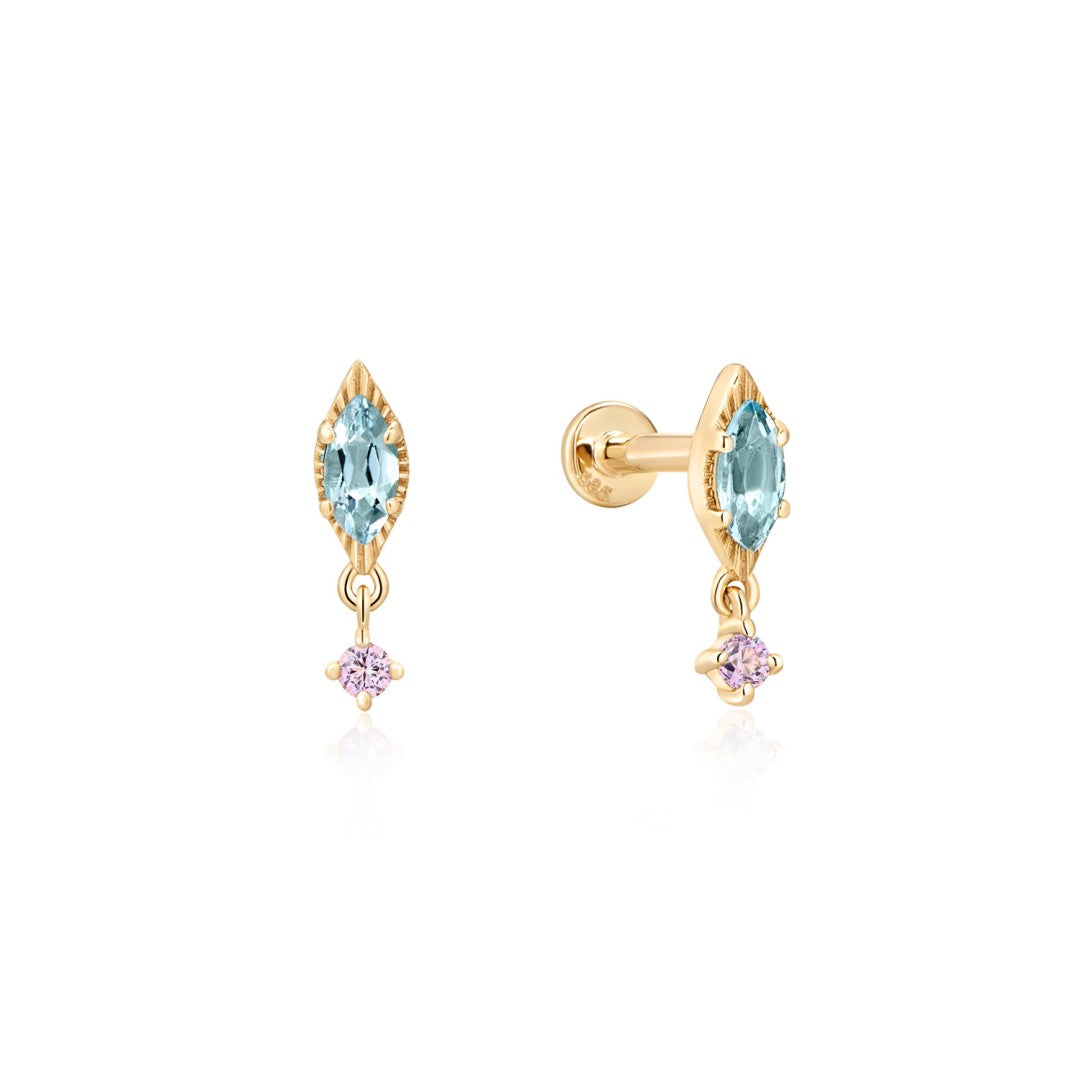 Blue Topaz & Amethyst Drop Piercing