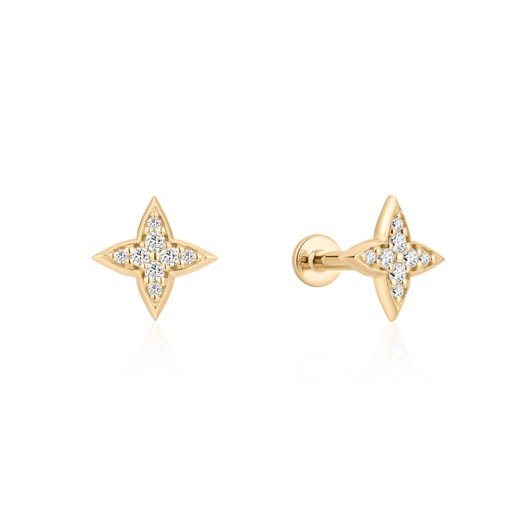Diamond Star Flat Back Piercing Stud