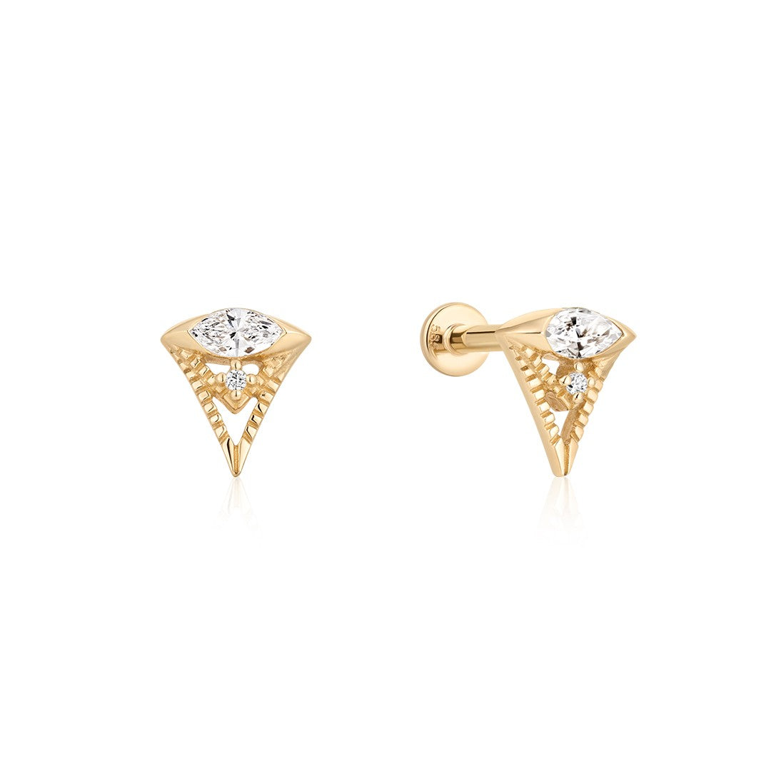 Decorative-Edge Natural Diamond Stud