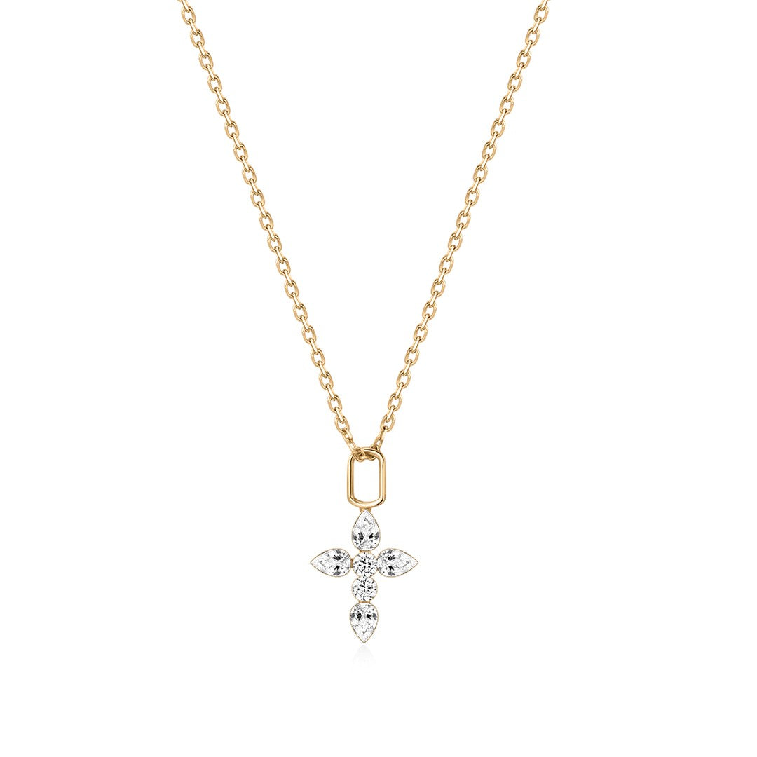 Pear-Shaped Lab-Grown Diamond Cross Pendant Necklace