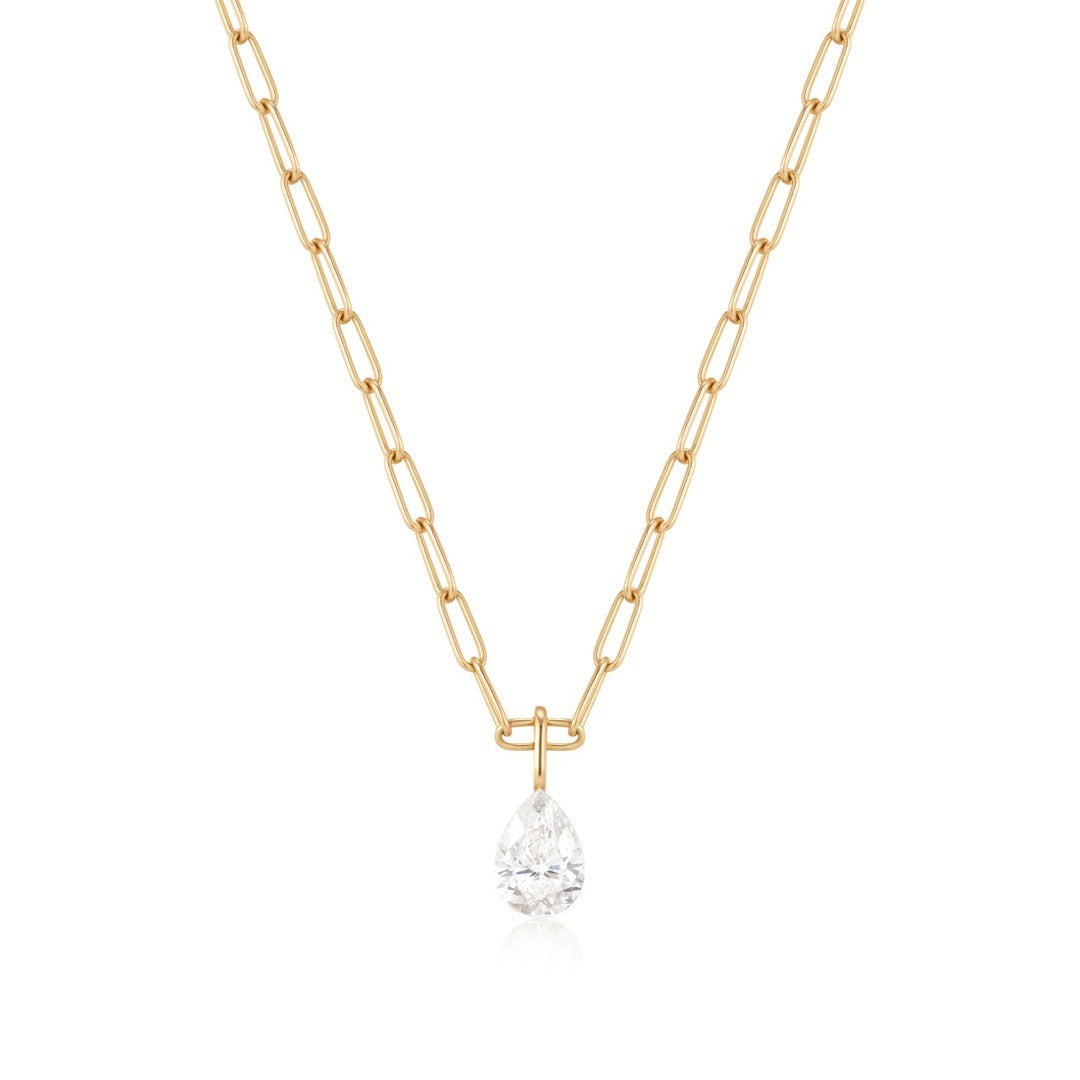 Lab-Grown Diamond Invisible Set Pear Drop Pendant Necklace