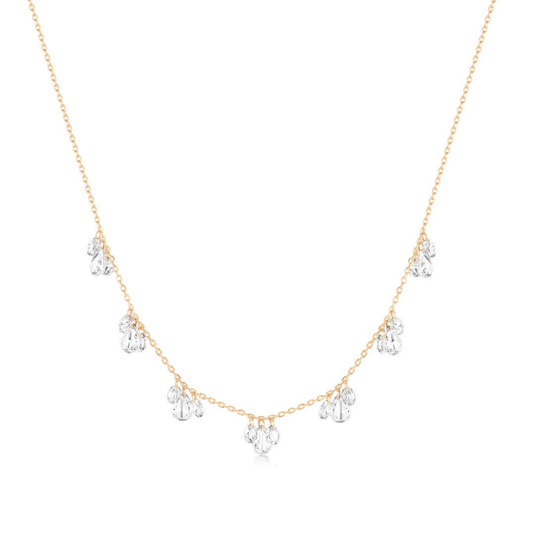 Pear-Cut Diamond Cluster Drop Necklace