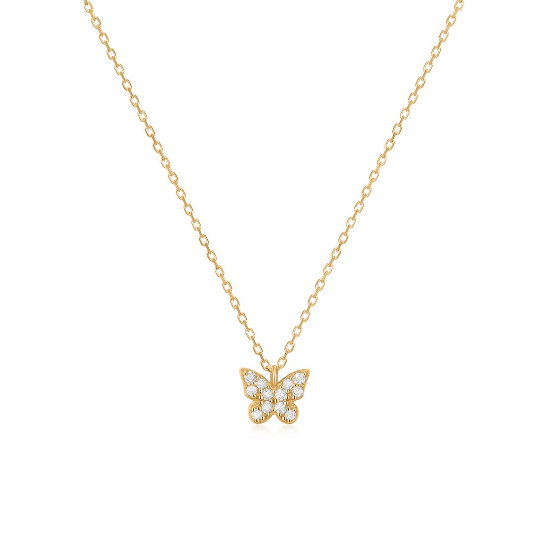Mini Butterfly Diamond Pendant Necklace