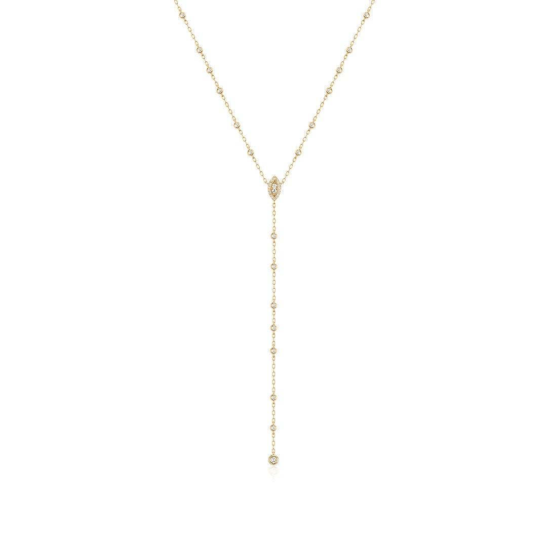 Round Lab-Grown Diamond Station Lariat Necklace