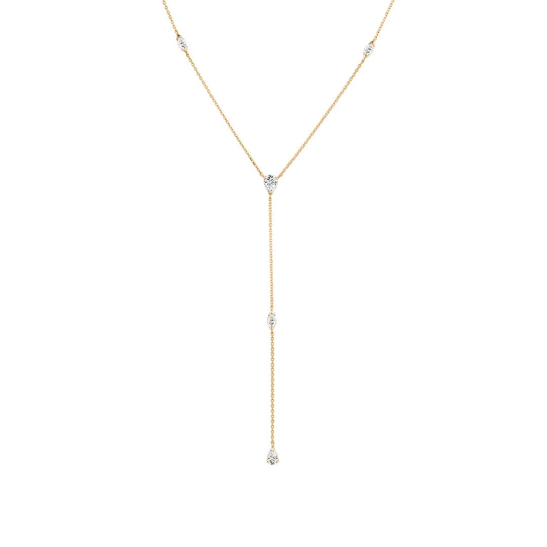 Pear-Cut Station Lariat Necklace