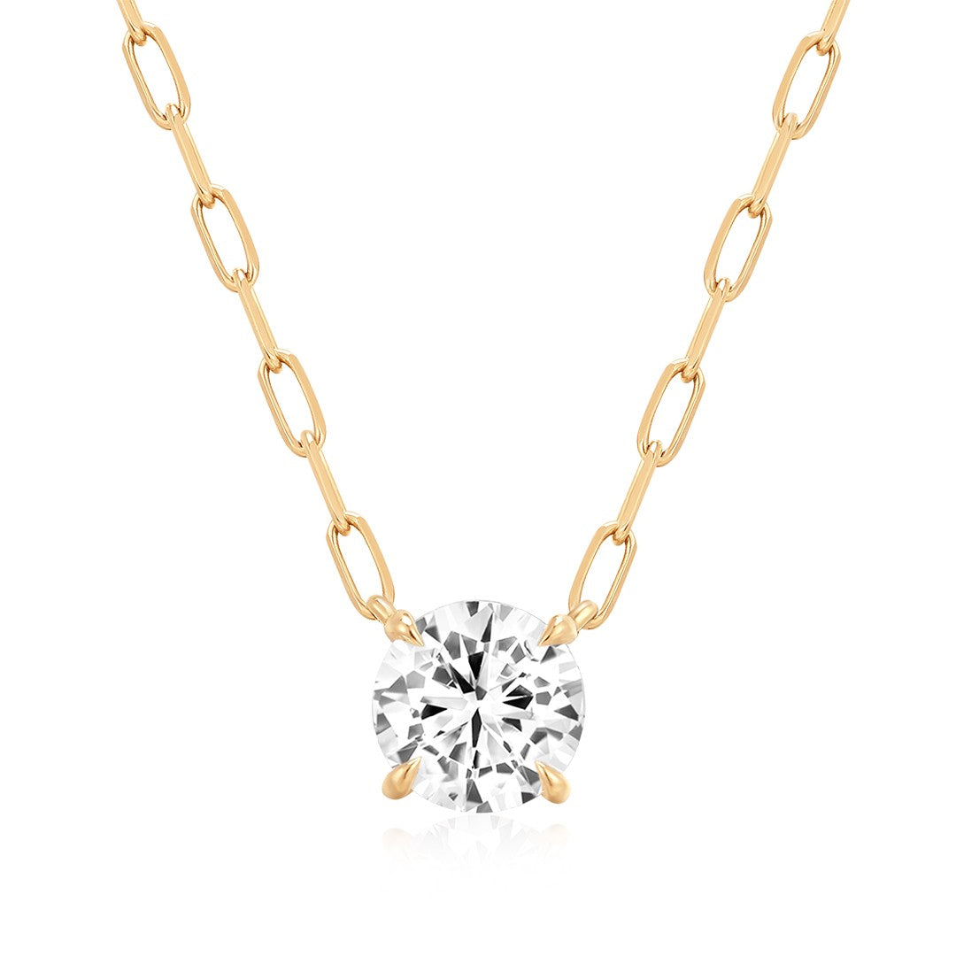 Modern Paperclip Solitaire Necklace