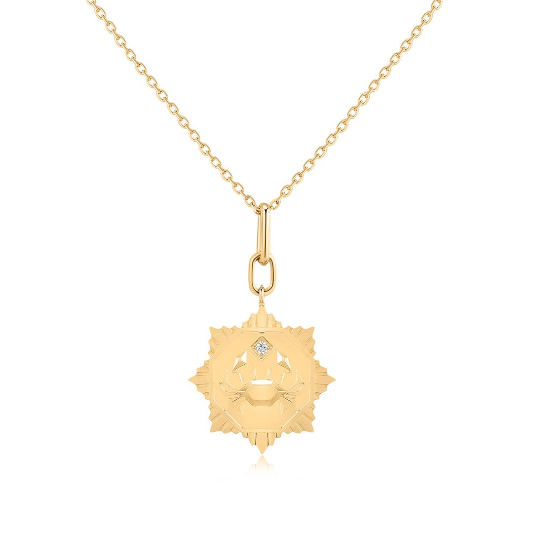 Diamond Zodiac Cancer Gold Pendant Necklace