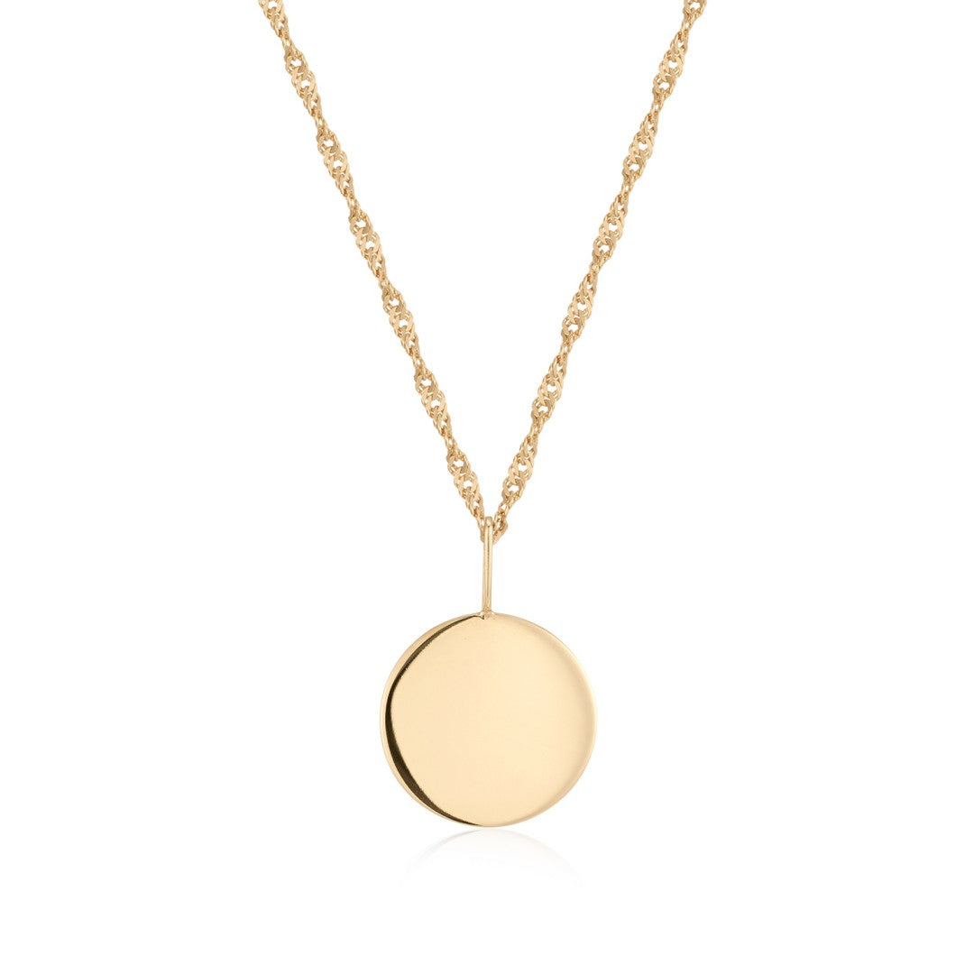 Engravable Disc Pendant Necklace